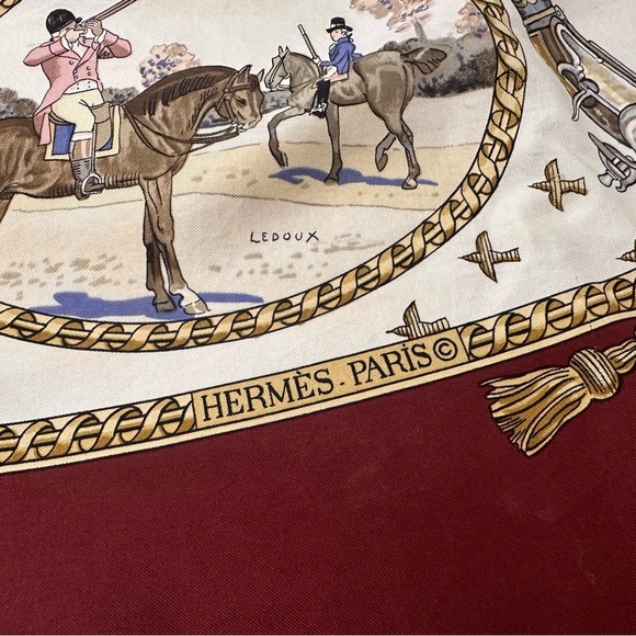 HERMES Vintage Equestrian Print Silk Scarf - Picture 2 of 10